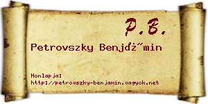 Petrovszky Benjámin névjegykártya