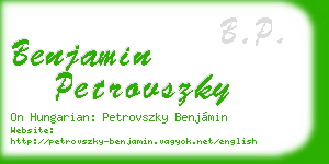 benjamin petrovszky business card